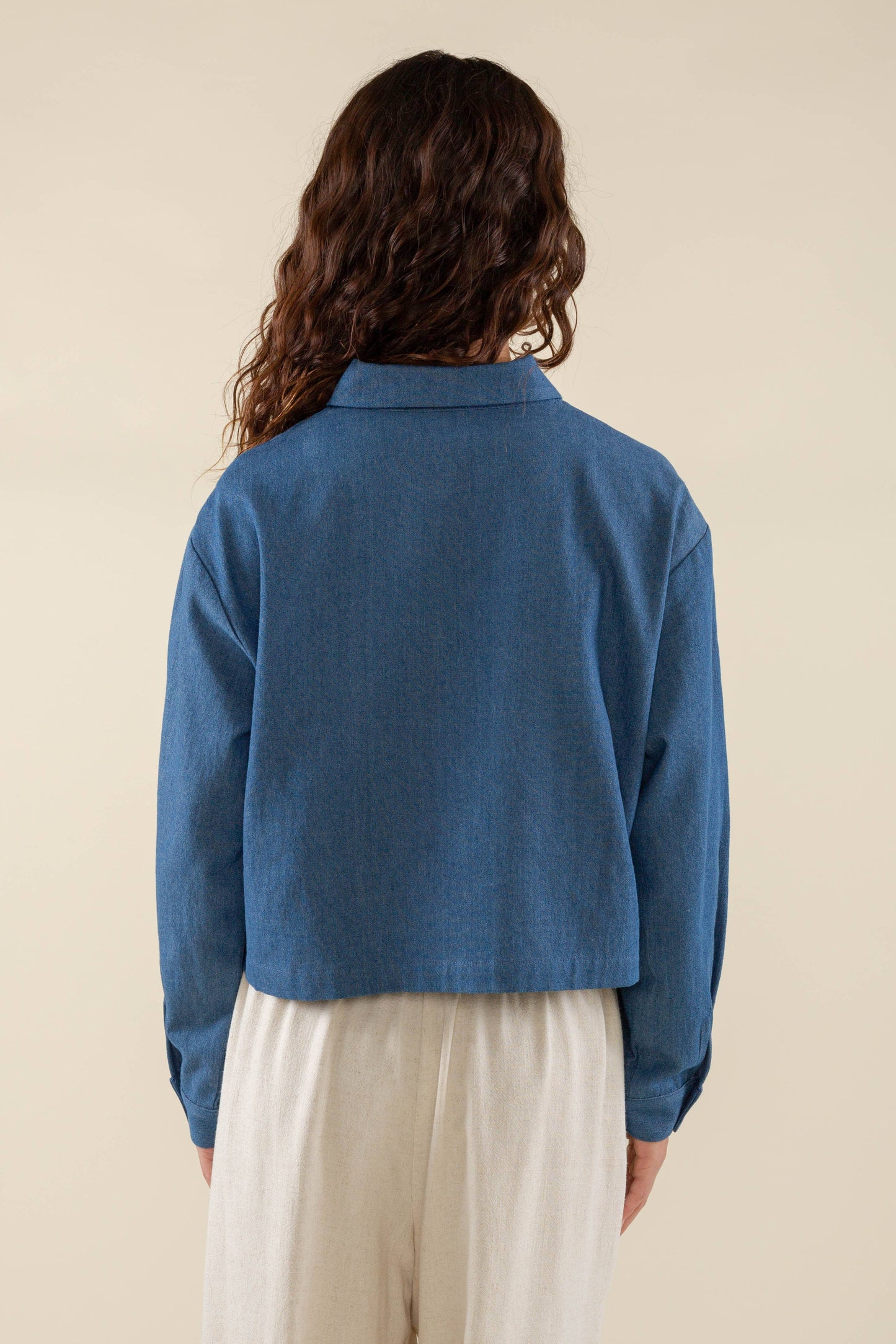 Charli Boxy Long Sleeve Denim Button Down