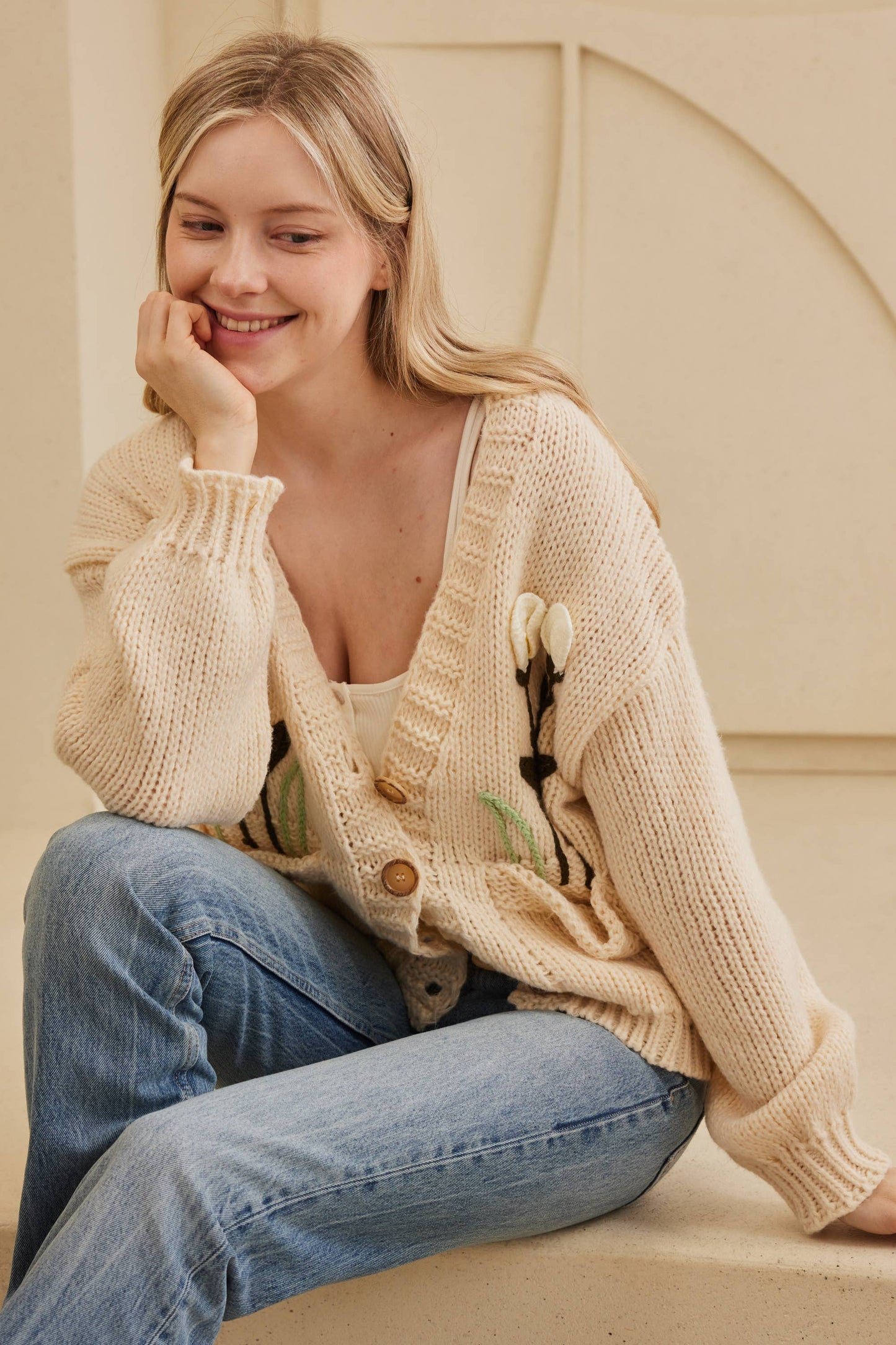 The Gabby Flower Embroidered Knit Cardigan