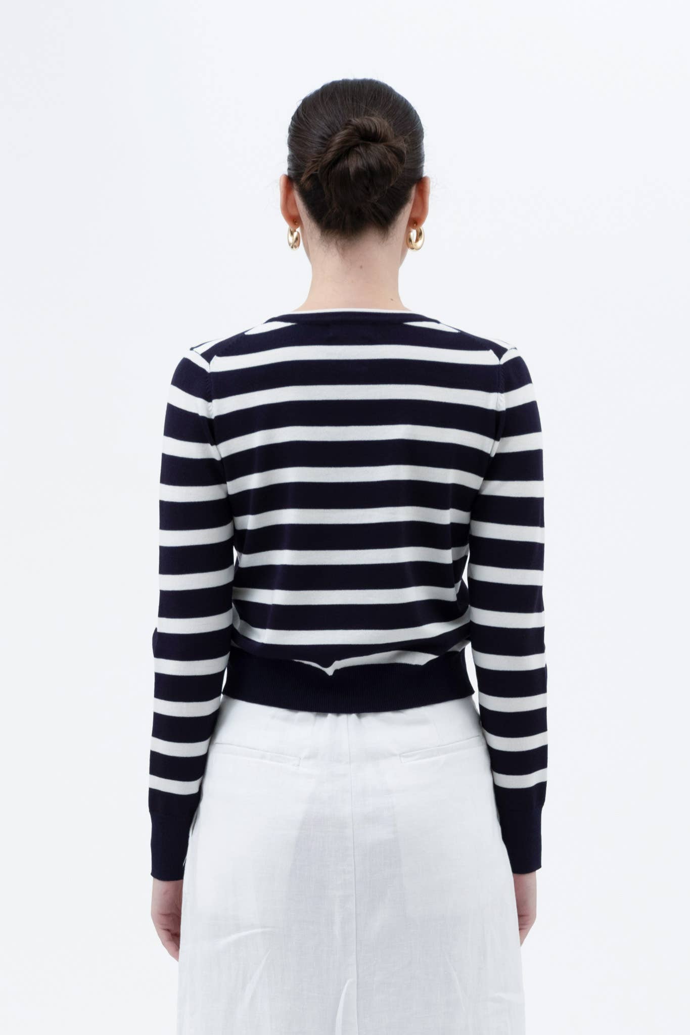 The Emily Navy Stripe Cardigan with Gold Buttons