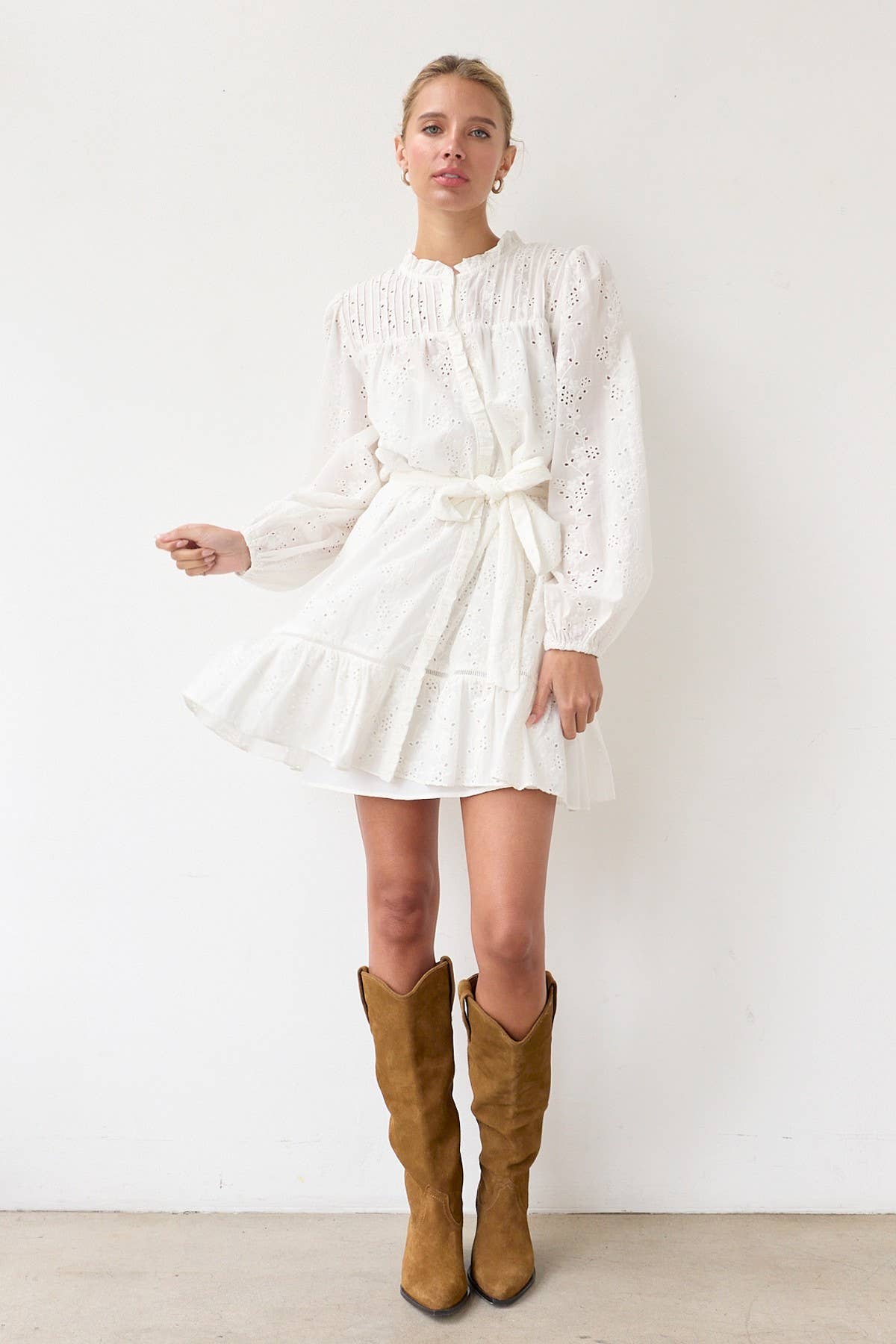 The Callie Ruffle Eyelet Dress