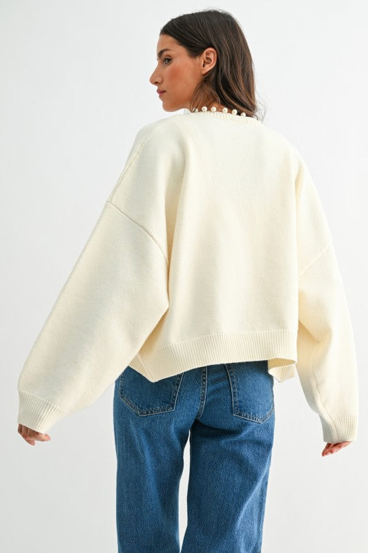 The Ava Pearl Embellished Cardigan