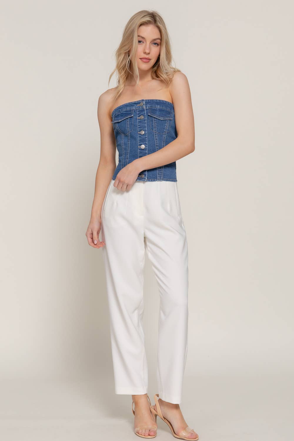 The Remi Stretch Denim Tube Top