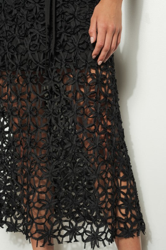 Midnight Prairie Black Crochet Dress