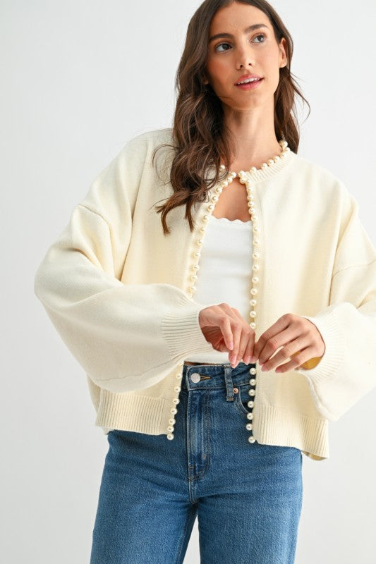 The Ava Pearl Embellished Cardigan
