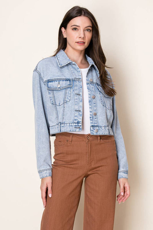 The Cooper Cropped Oversized Denim Trucker