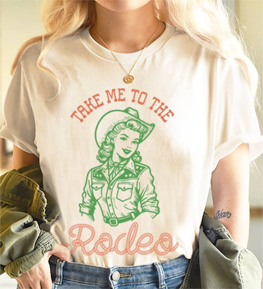 Take me to the Rodeo Cowgirl Graphic Tee in Natural