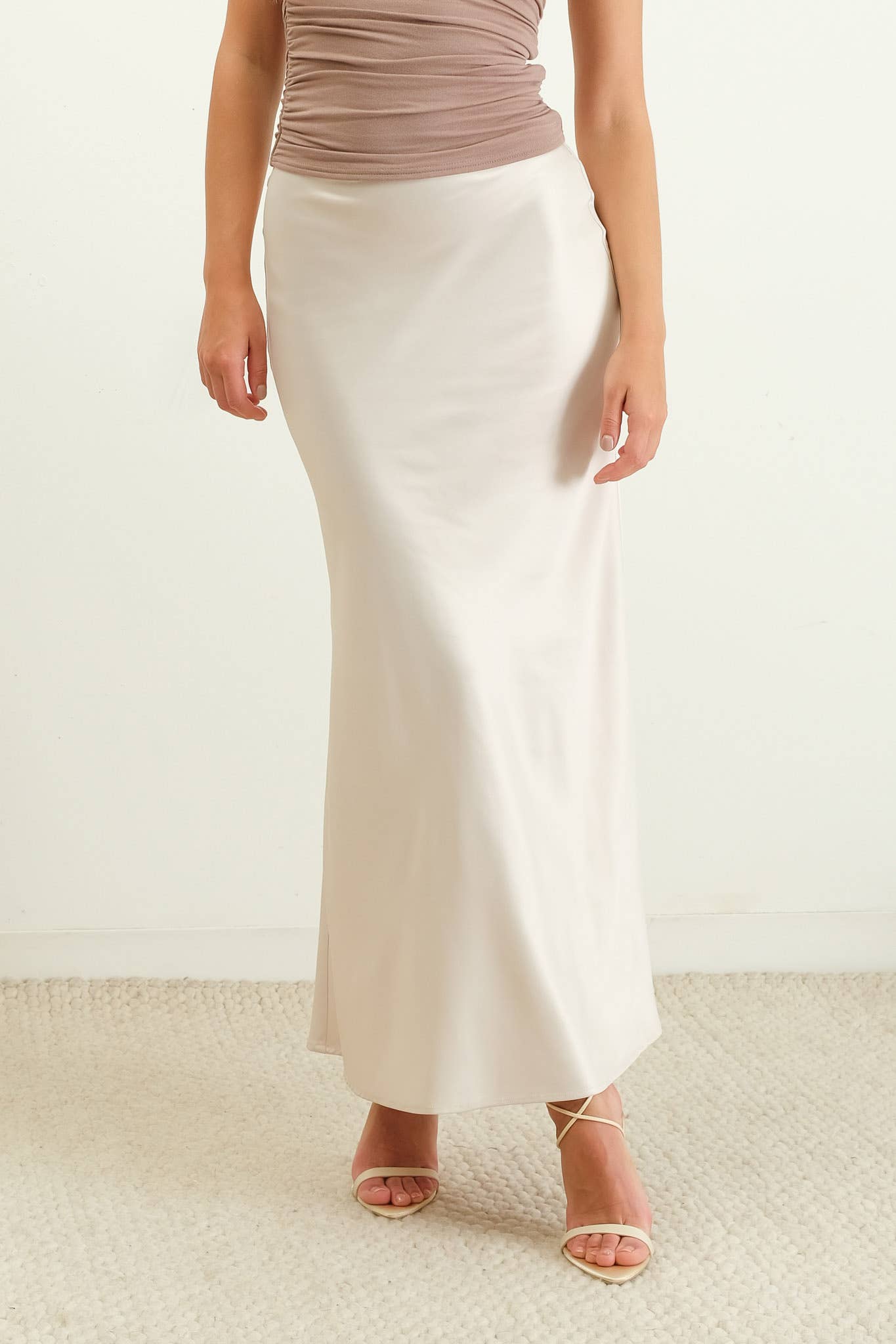 The Natalie Satin Slip Midi Skirt