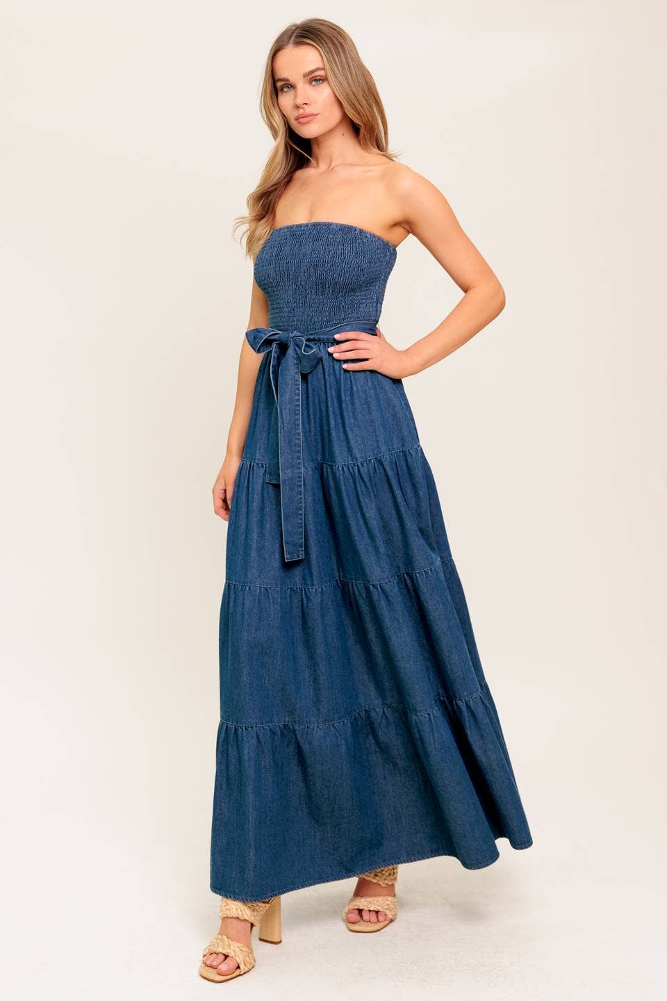 The Hattie Denim Tiered Dress