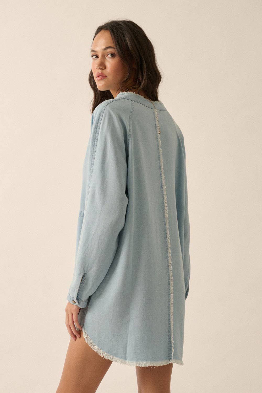The Whitney Light Wash Denim Shirt Dress
