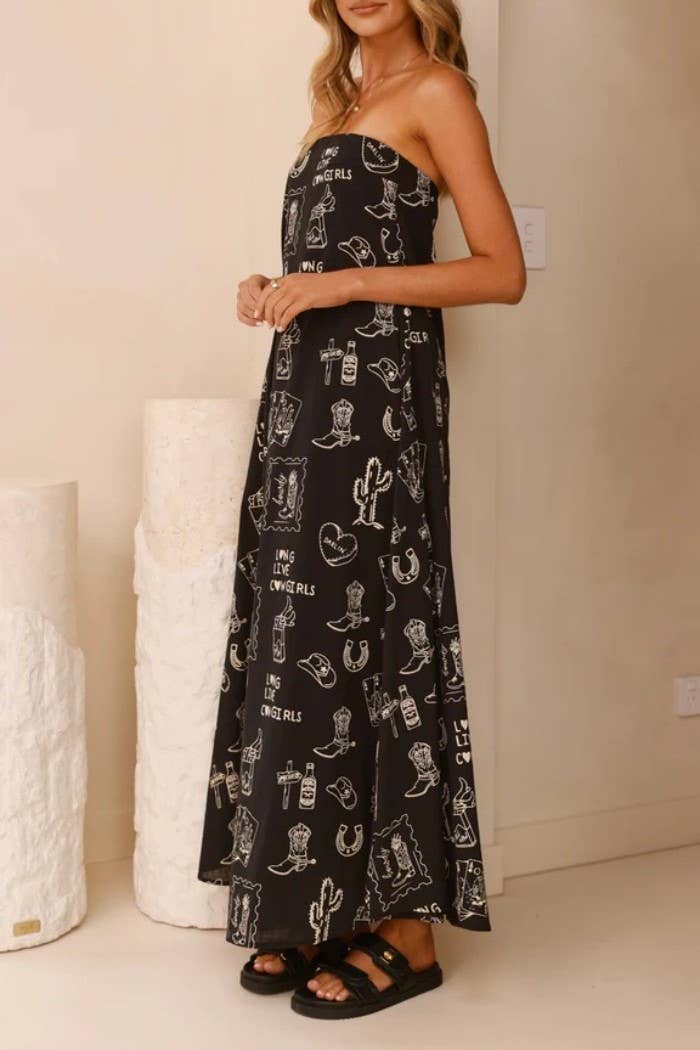 Long Live Cowgirls Strapless Maxi Dress