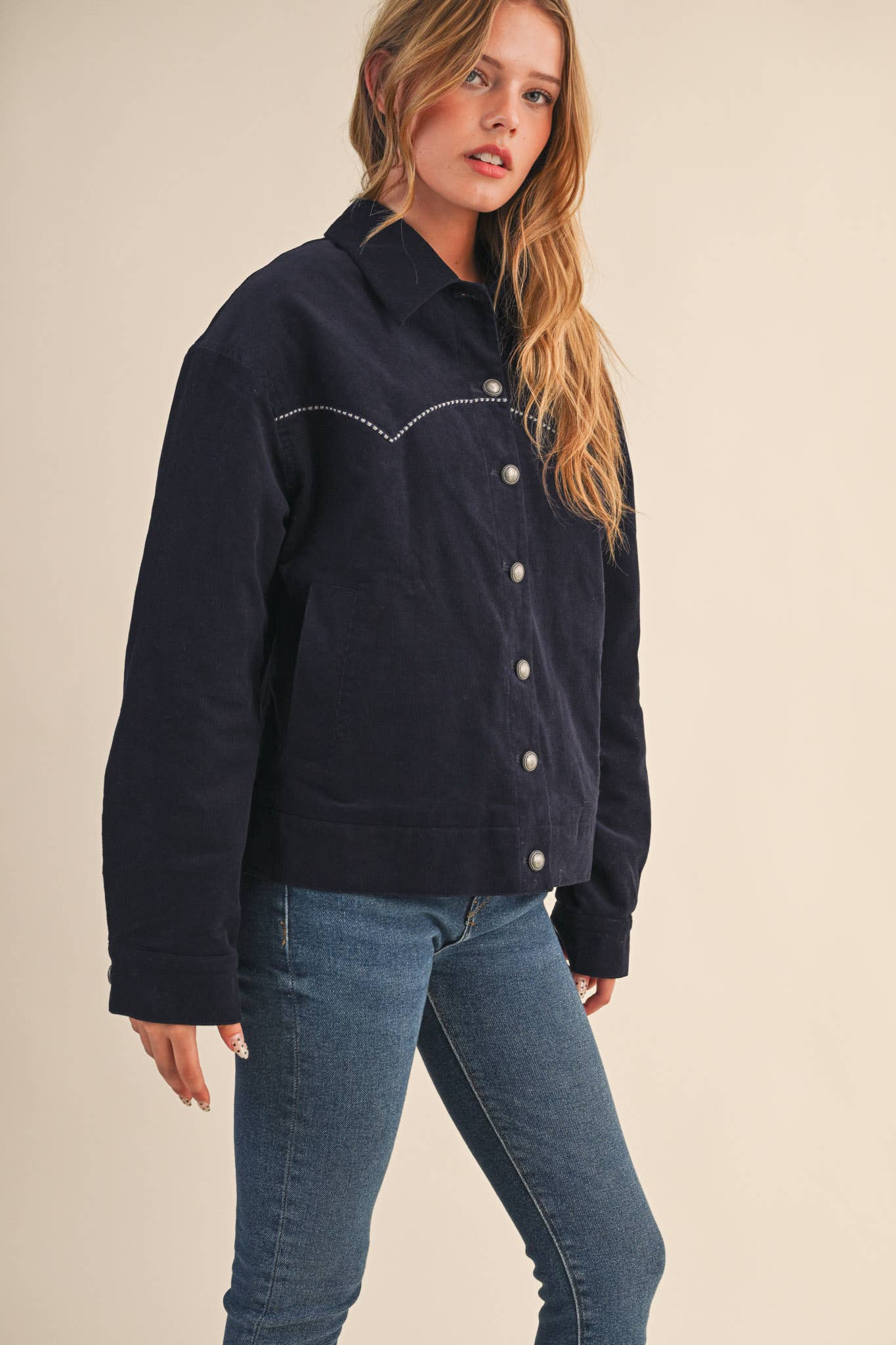 The Evie Floral Embroidered Corduroy Jacket