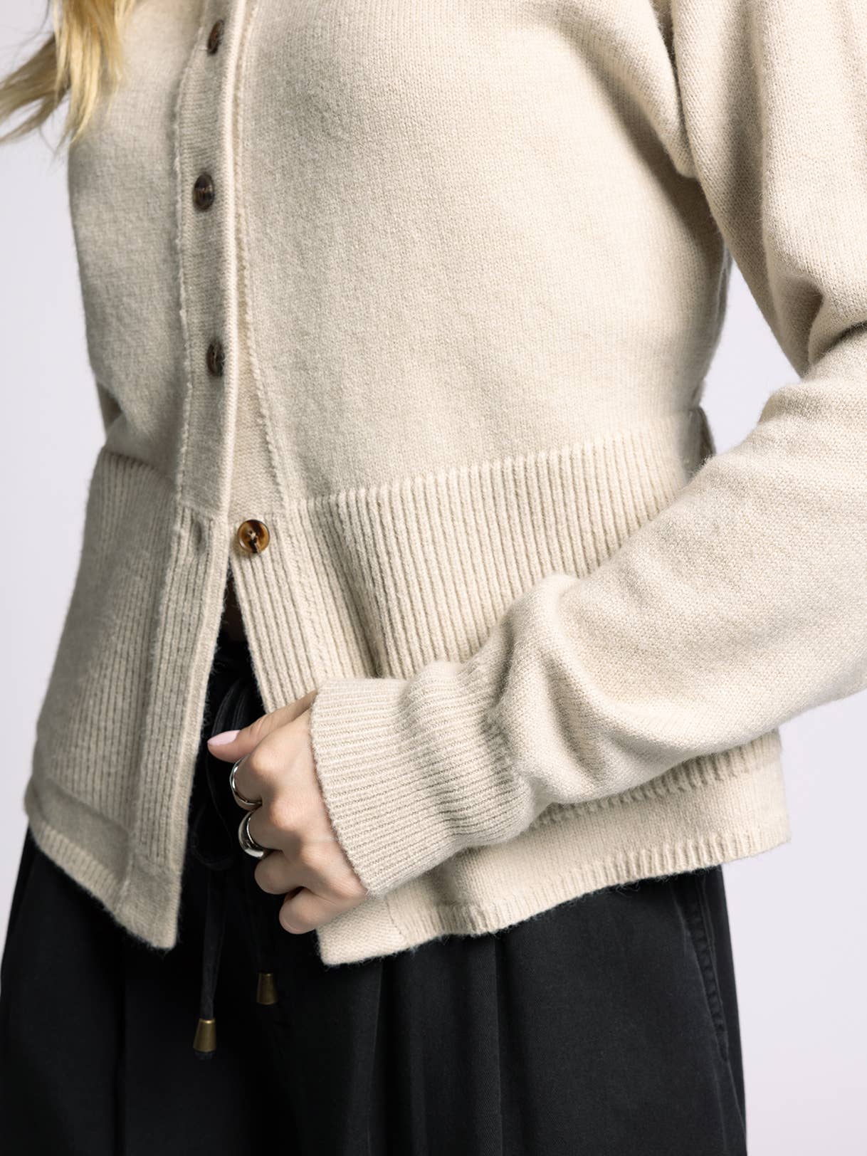 The Monroe Peplum Knit Cardigan