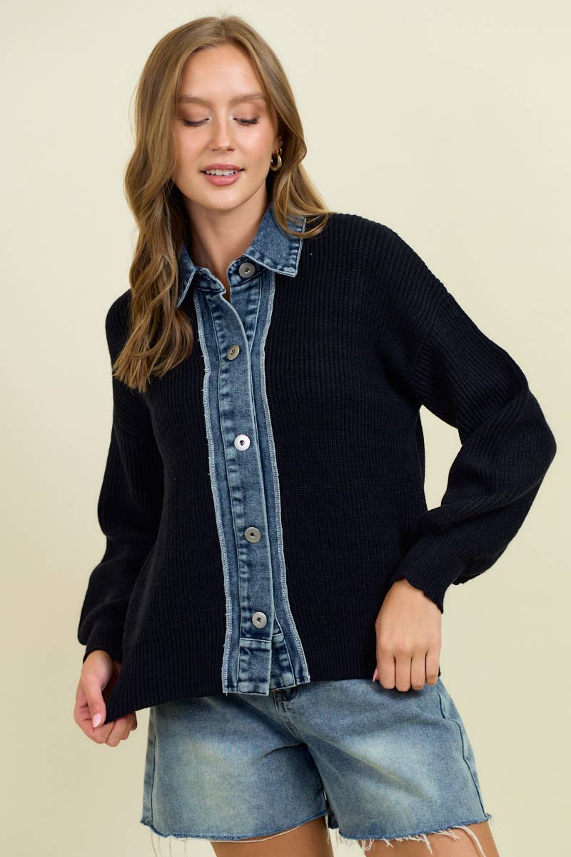 The Denver Denim Contrast Sweater