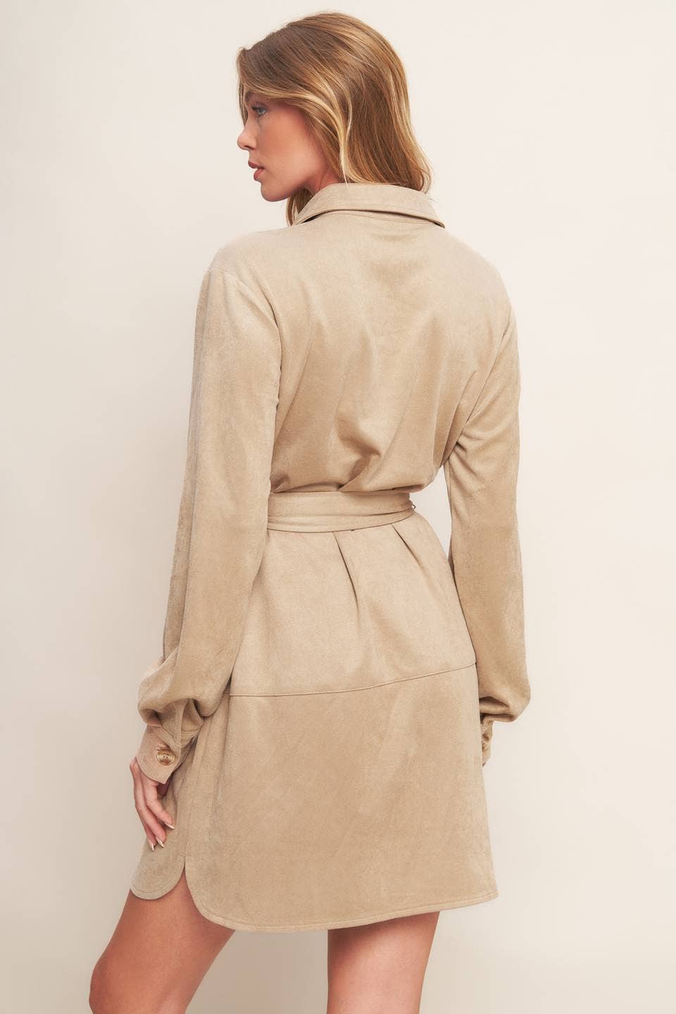 The Sadie Faux Suede Shirt Dress