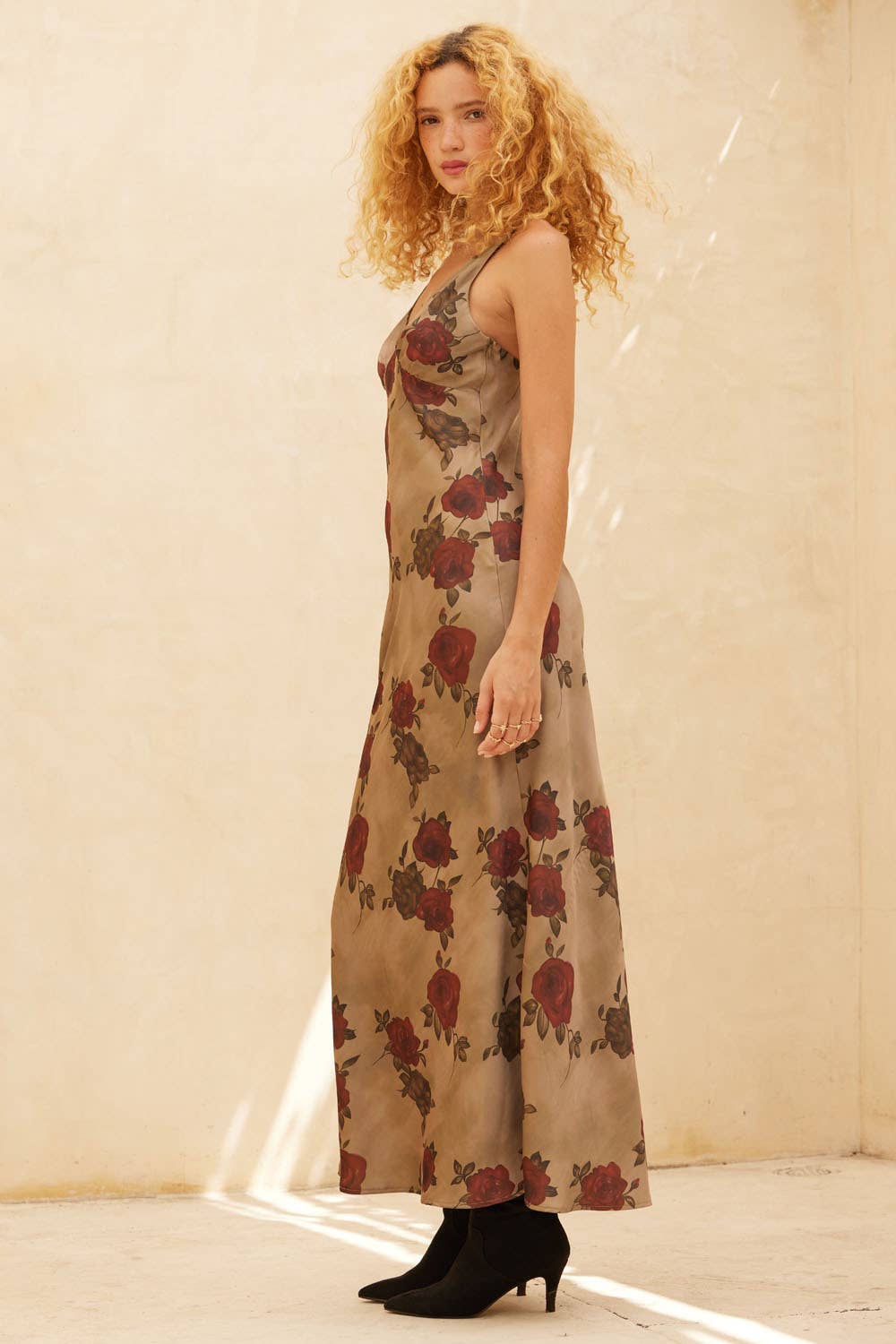 The Vintage Rose Satin Maxi Dress