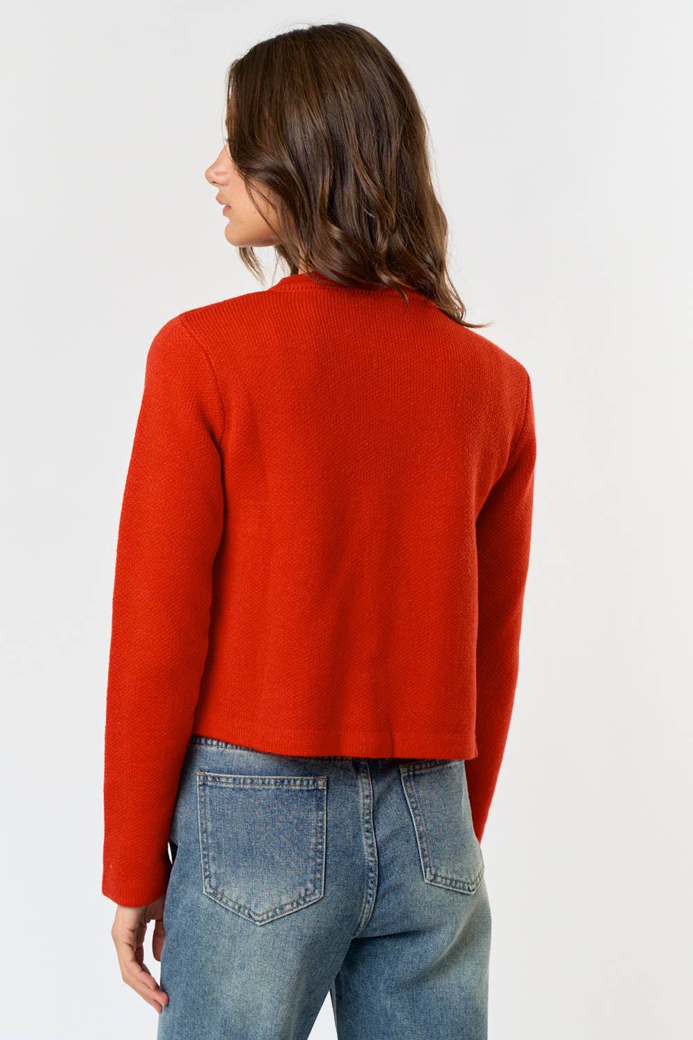 The Lila Button Front Sweater Cardigan in Red