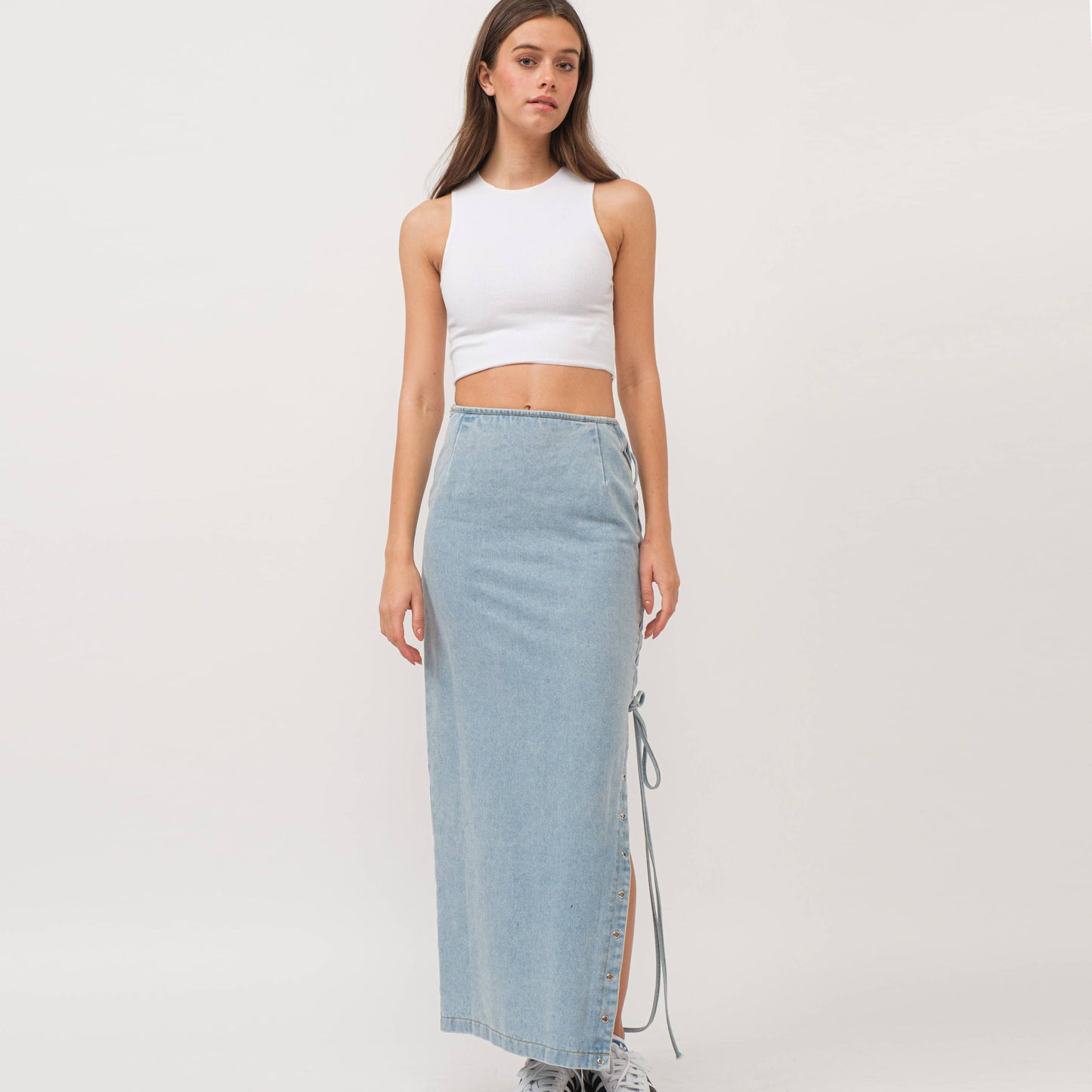 The Esme Lace Up Maxi Skirt