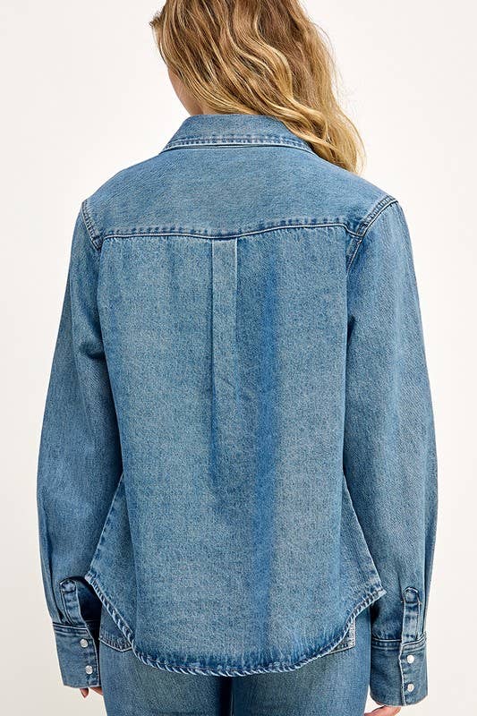 The Logan Western Denim Relaxed Fit Snap Button Down