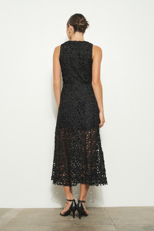 Midnight Prairie Black Crochet Dress