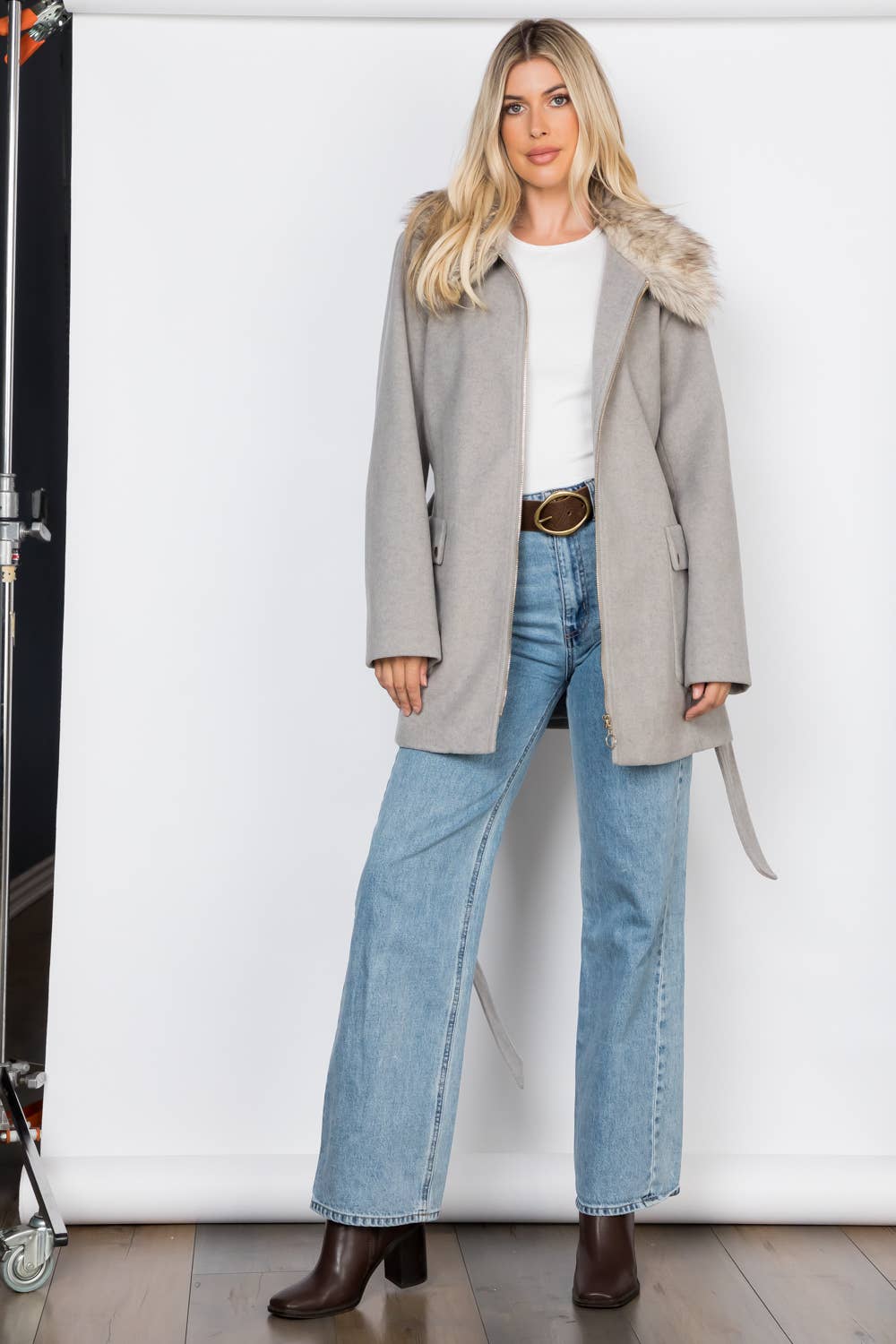 The Aspen Ridge Faux Fur Belted Coat