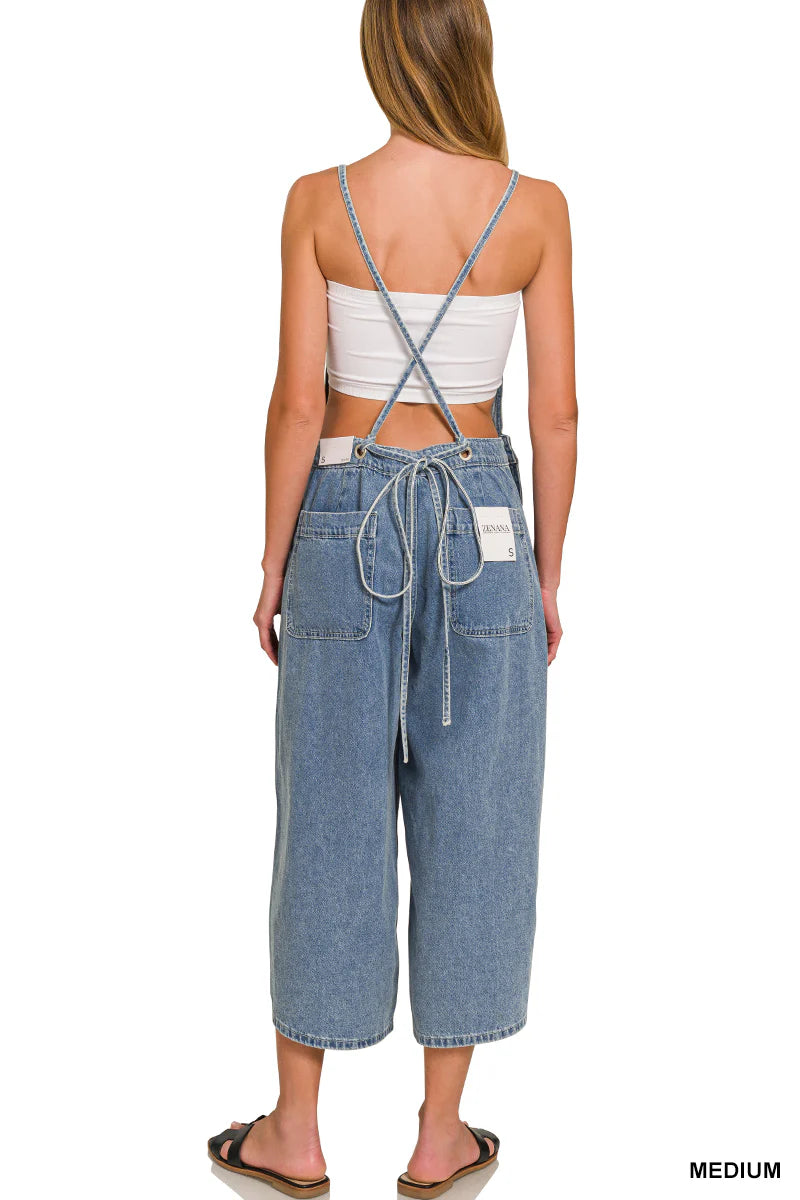 The Zoe Denim Washed Wide Leg Overalls