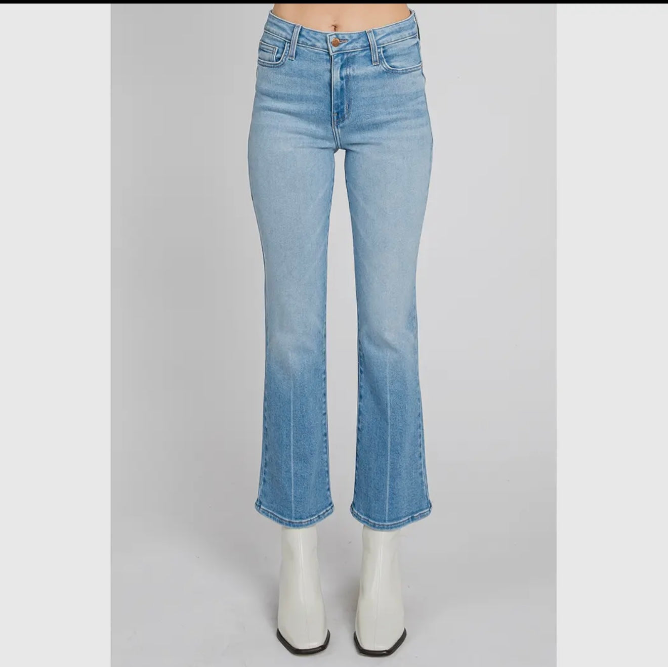 Bambino Light Denim Creased Line Cropped Baby Flare