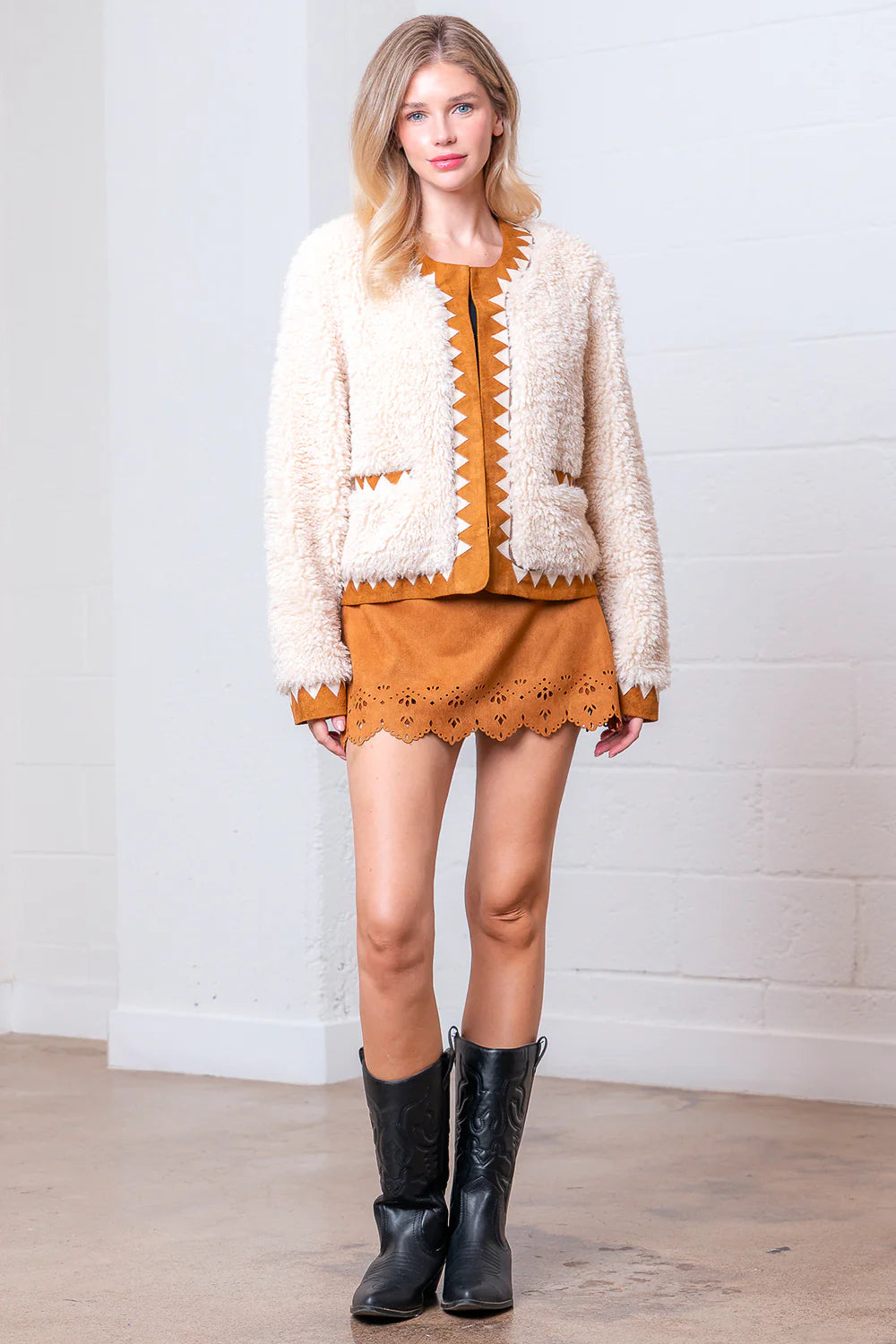 The Madeline Suede + Sherpa Jacket