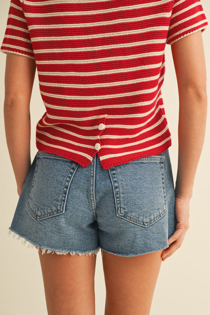 The Poppy Red Striped Knit Top