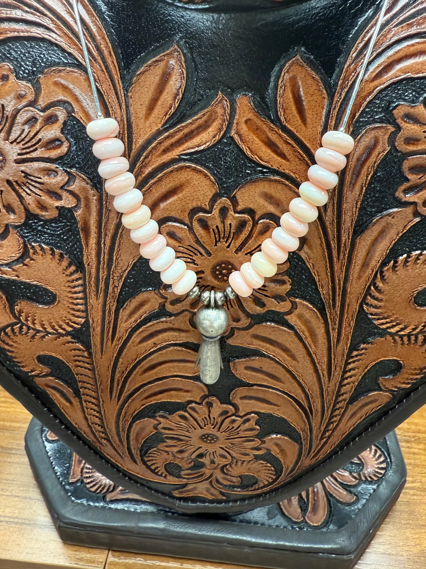 Pink Conch Sterling Necklace 18 inch