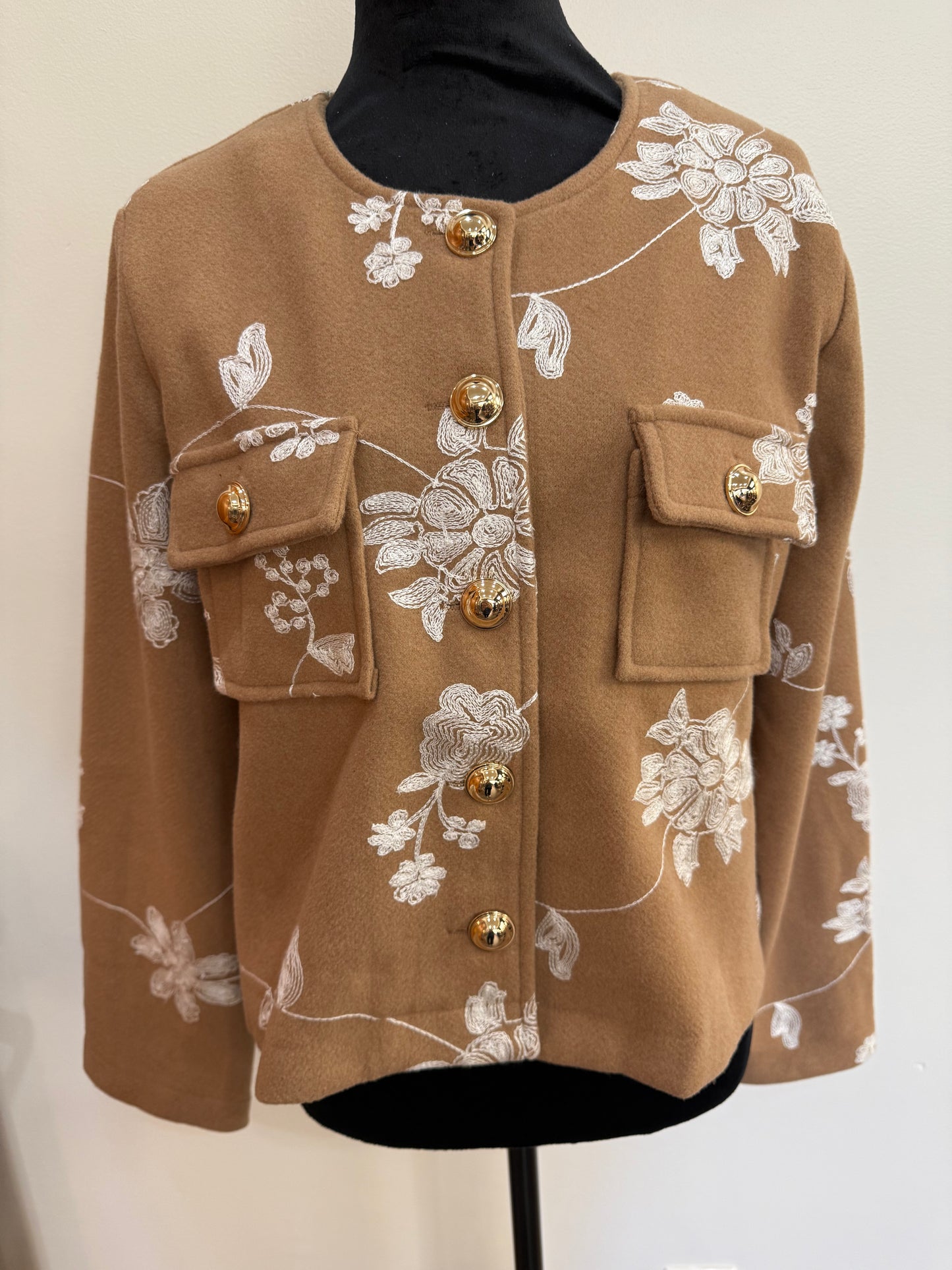 The Kenzie Embroidered Jacket with Gold Buttons