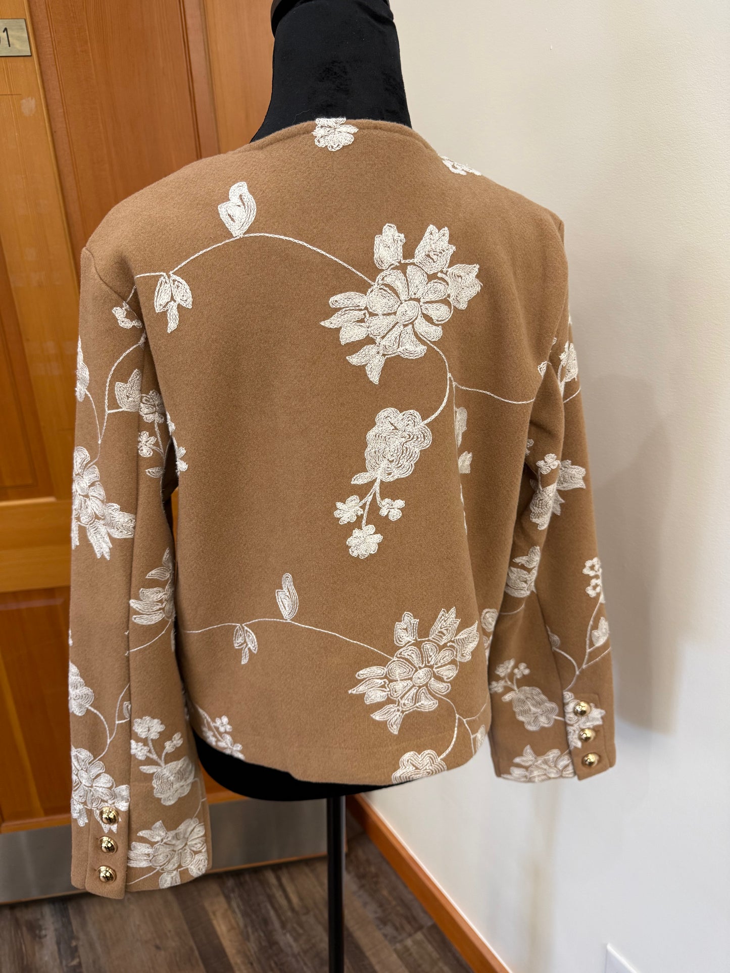 The Kenzie Embroidered Jacket with Gold Buttons