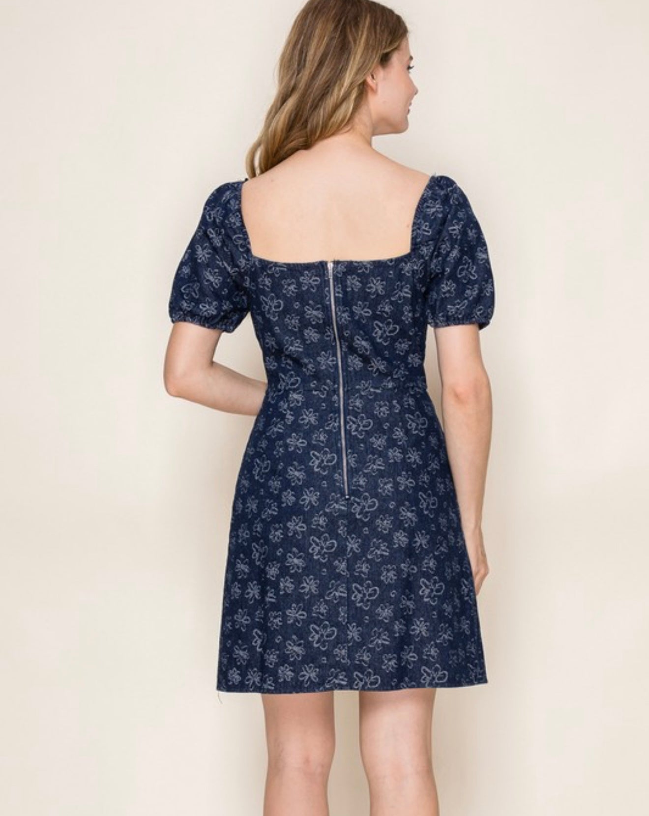 Sweet Indigo Floral Mini Dress