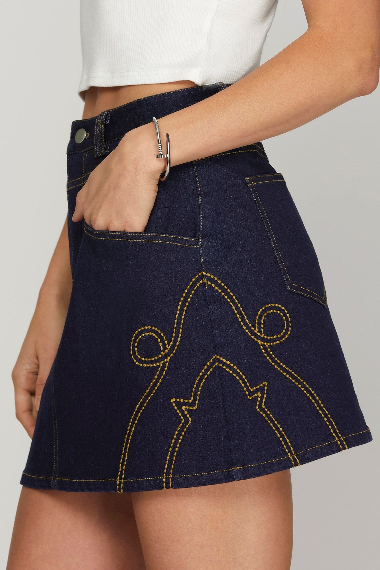 The Olivia Western Denim Mini Skirt