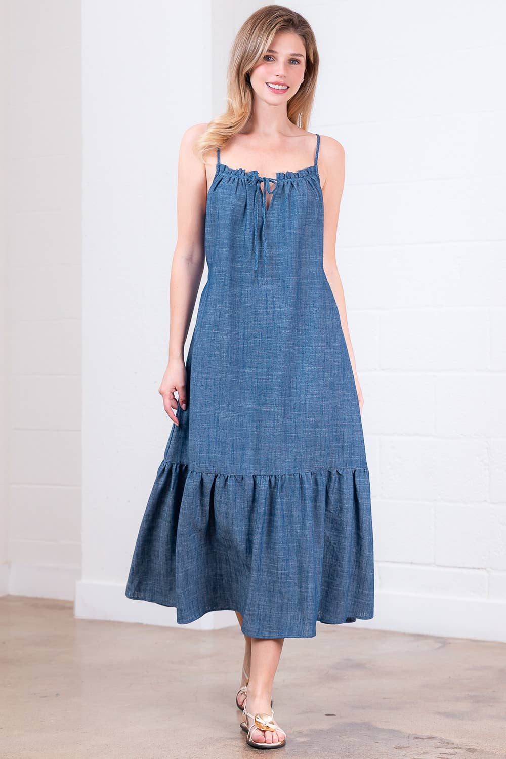 The Summer Skies Chambray Maxi Dress S The Summer Skies Chambray Maxi Dress S
