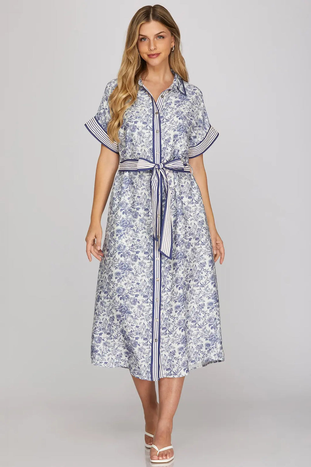 The Bailey Toile Print Shirt Dress