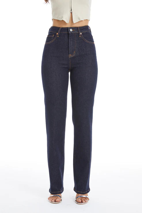 Dark blue jeans on a white background