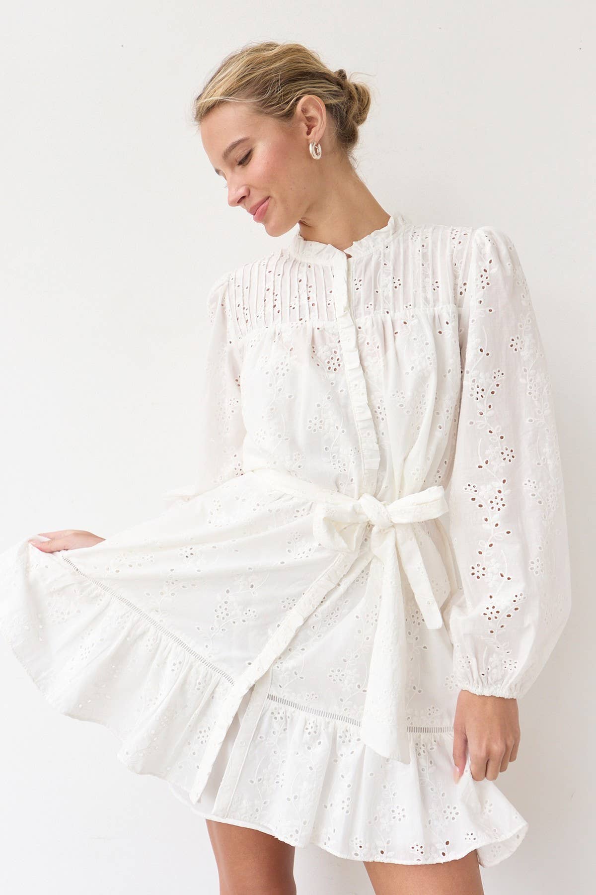 The Callie Ruffle Eyelet Dress