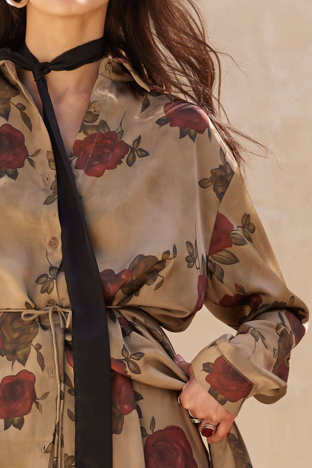 Vintage Rose Satin Romper