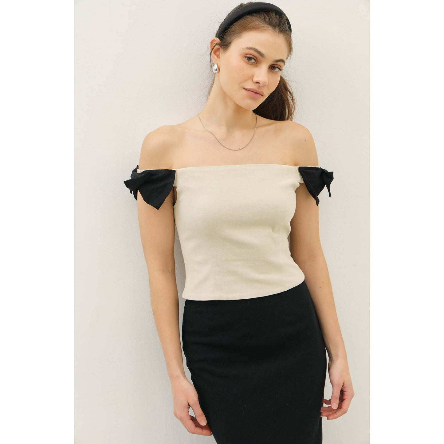 The Bethany Bow Detail Off The Shoulder Top