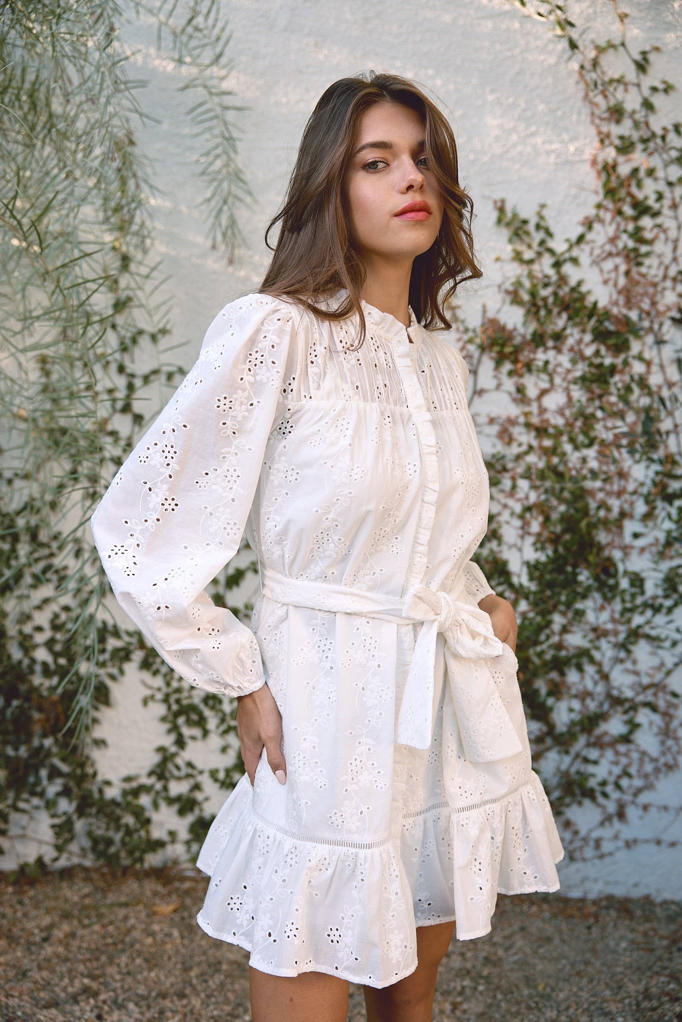 The Callie Ruffle Eyelet Dress