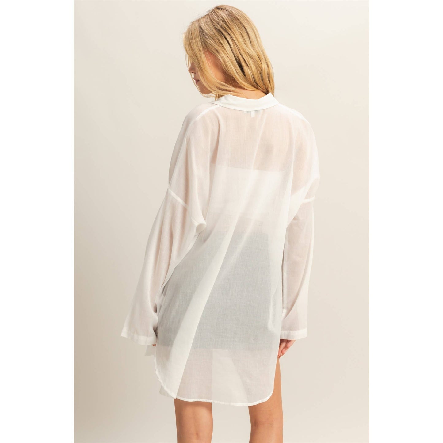 The Blake Cotton Voile Button Down Tunic Shirt