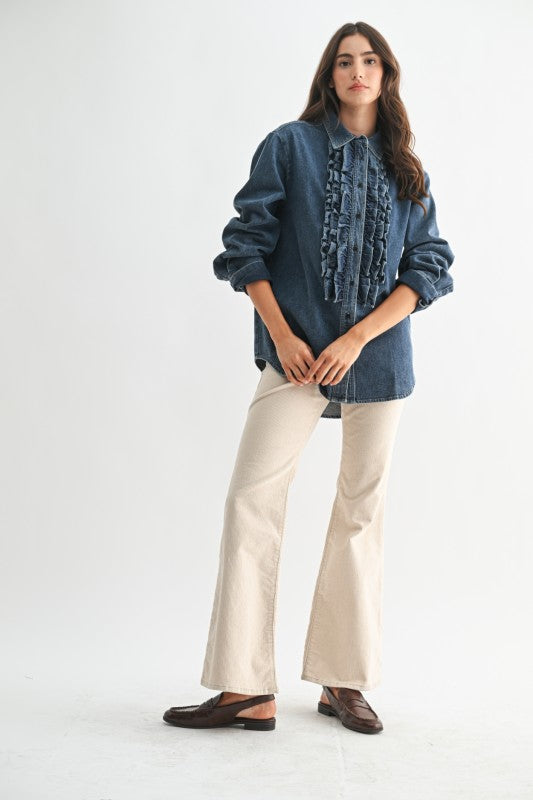 The Rowdy Ruffle Denim Top