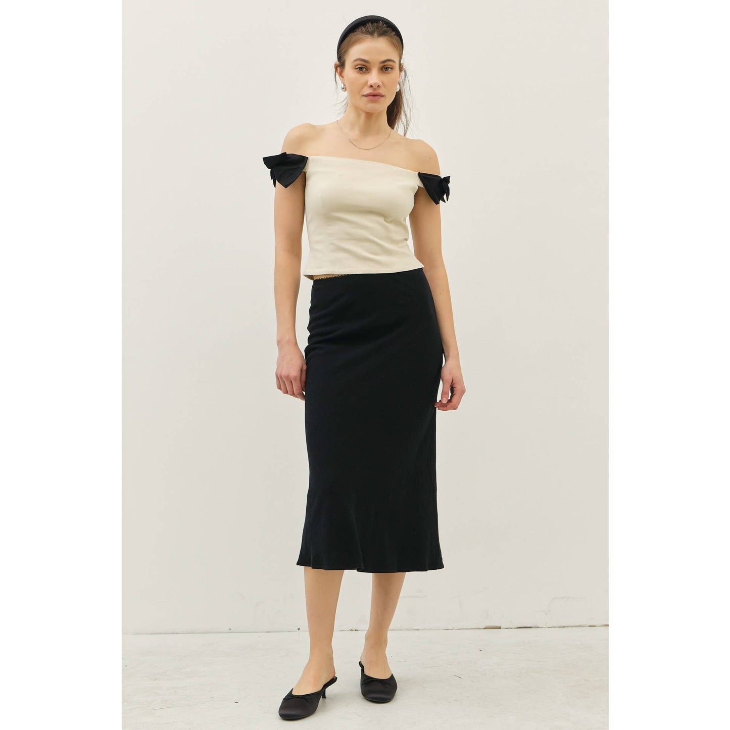 The Bethany Bow Detail Off The Shoulder Top