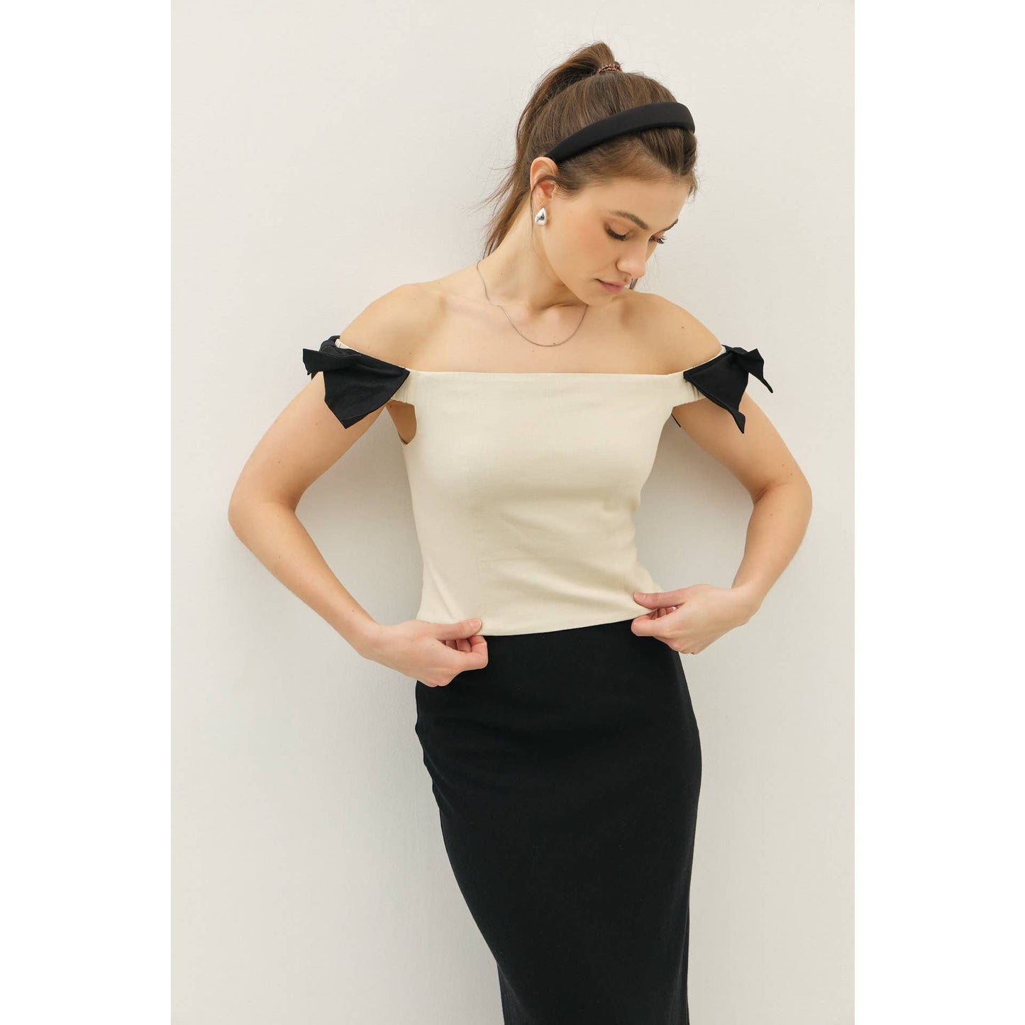 The Bethany Bow Detail Off The Shoulder Top