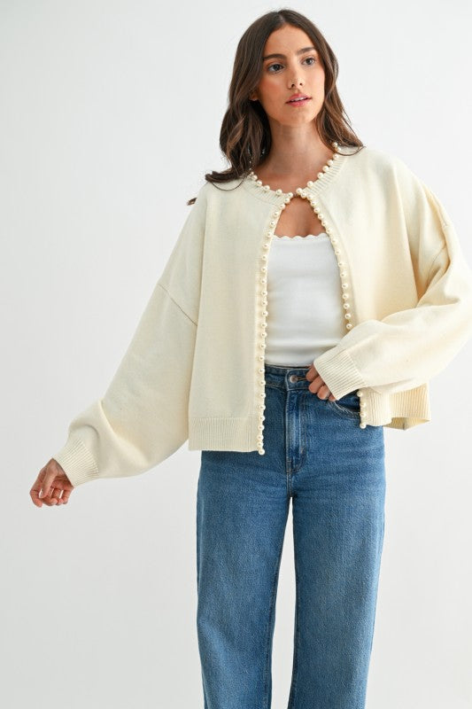 The Ava Pearl Embellished Cardigan