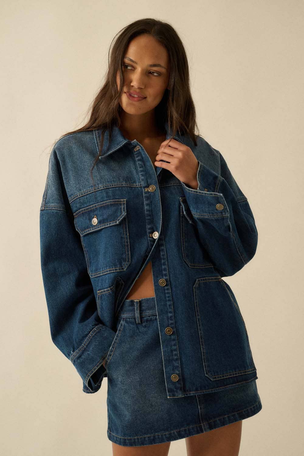 The Western Blues Ombre Oversized Denim Jacket