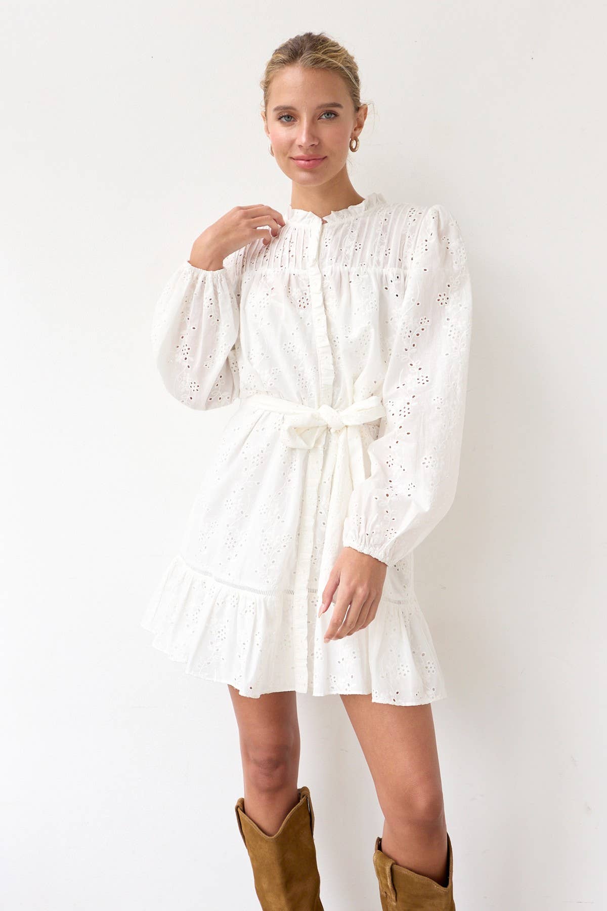 The Callie Ruffle Eyelet Dress