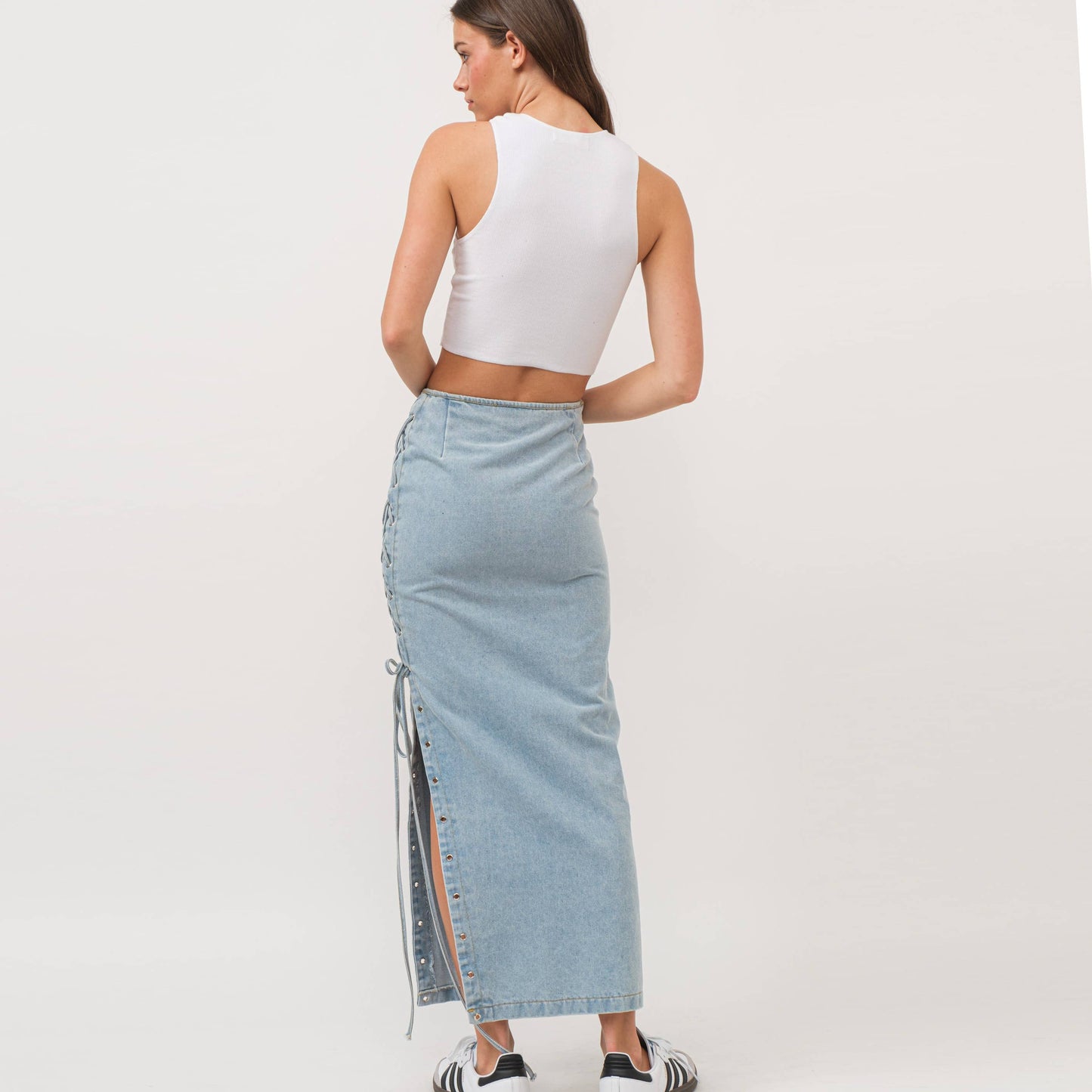 The Esme Lace Up Maxi Skirt