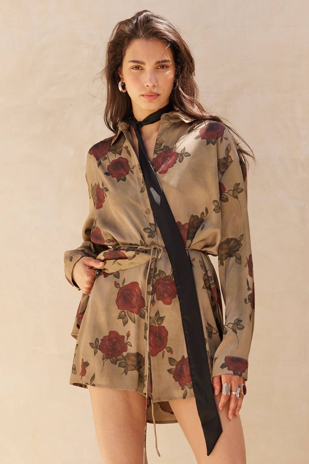 Vintage Rose Satin Romper