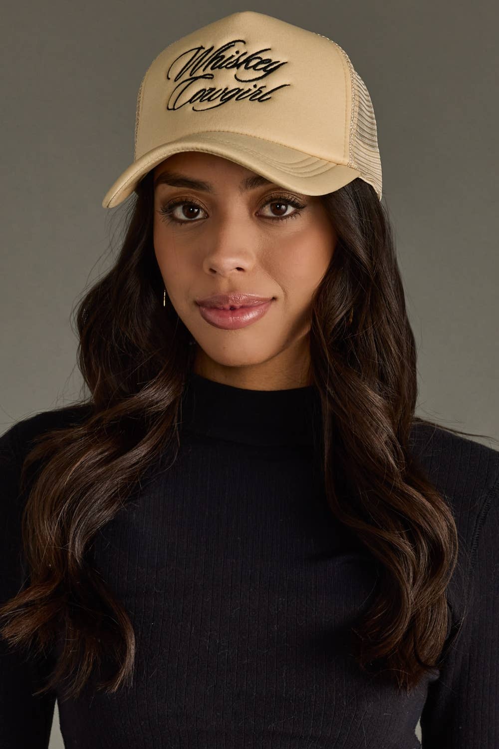 Tan Whiskey Cowgirl Trucker Hat
